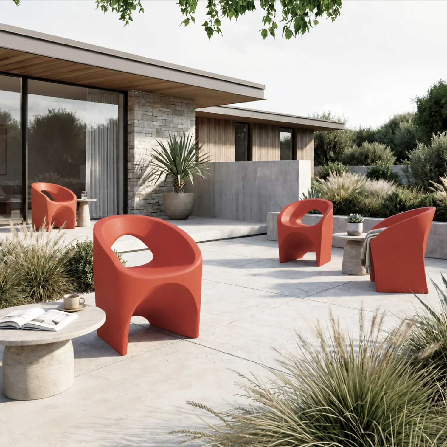 Tramontina Jet Polyethylene Lounge Chair (Orange) - Image 2