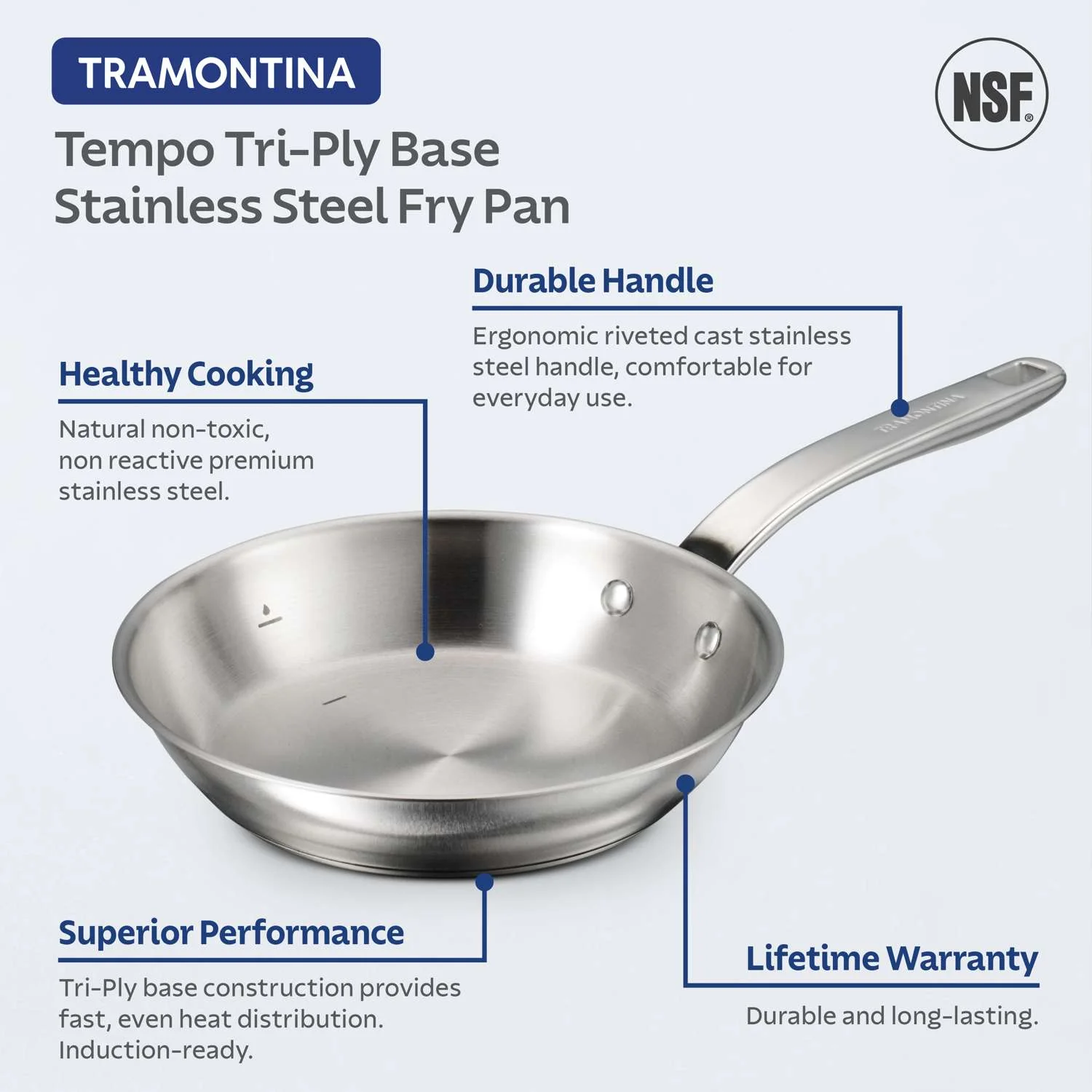 Tramontina Tempo Stainless Steel Frying Pan 20cm (1.08l) - Image 7