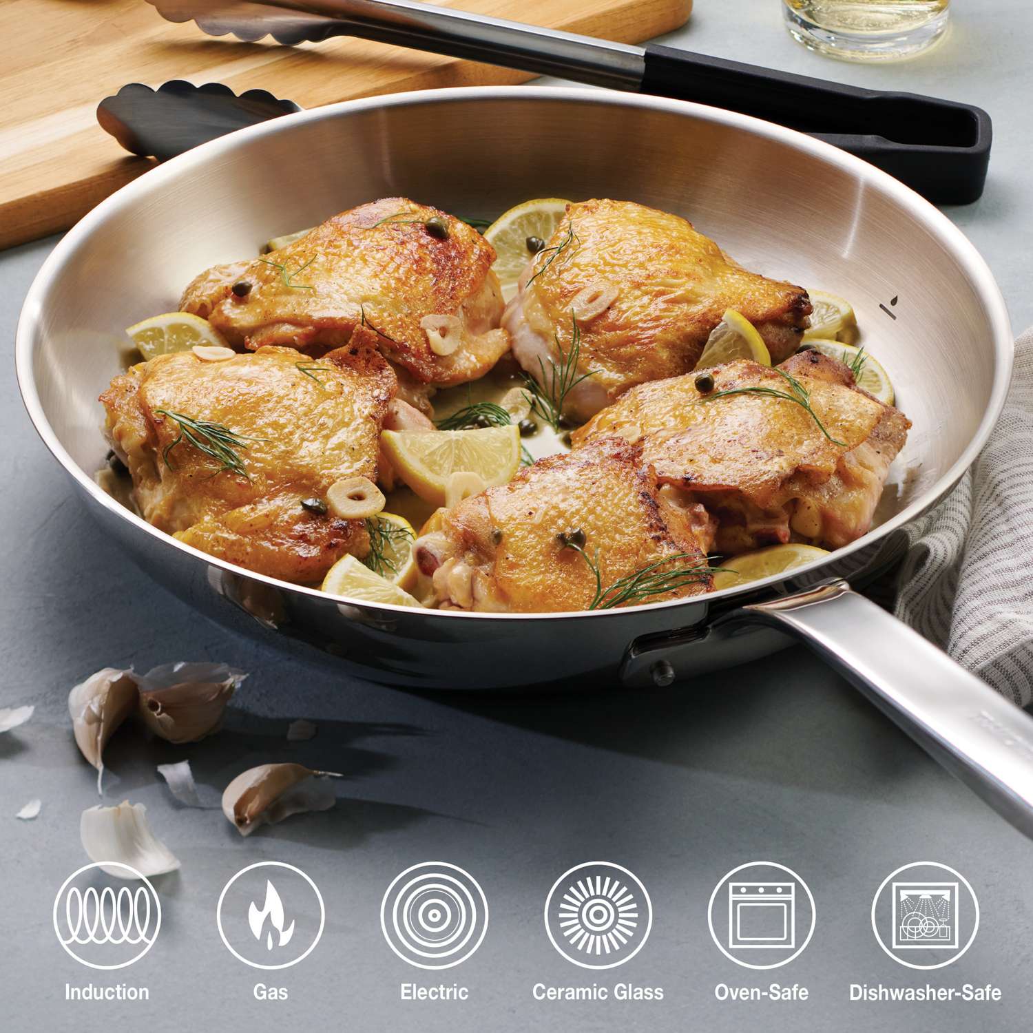Tramontina Tempo Stainless Steel Frying Pan 30cm (3.43l) - Image 6