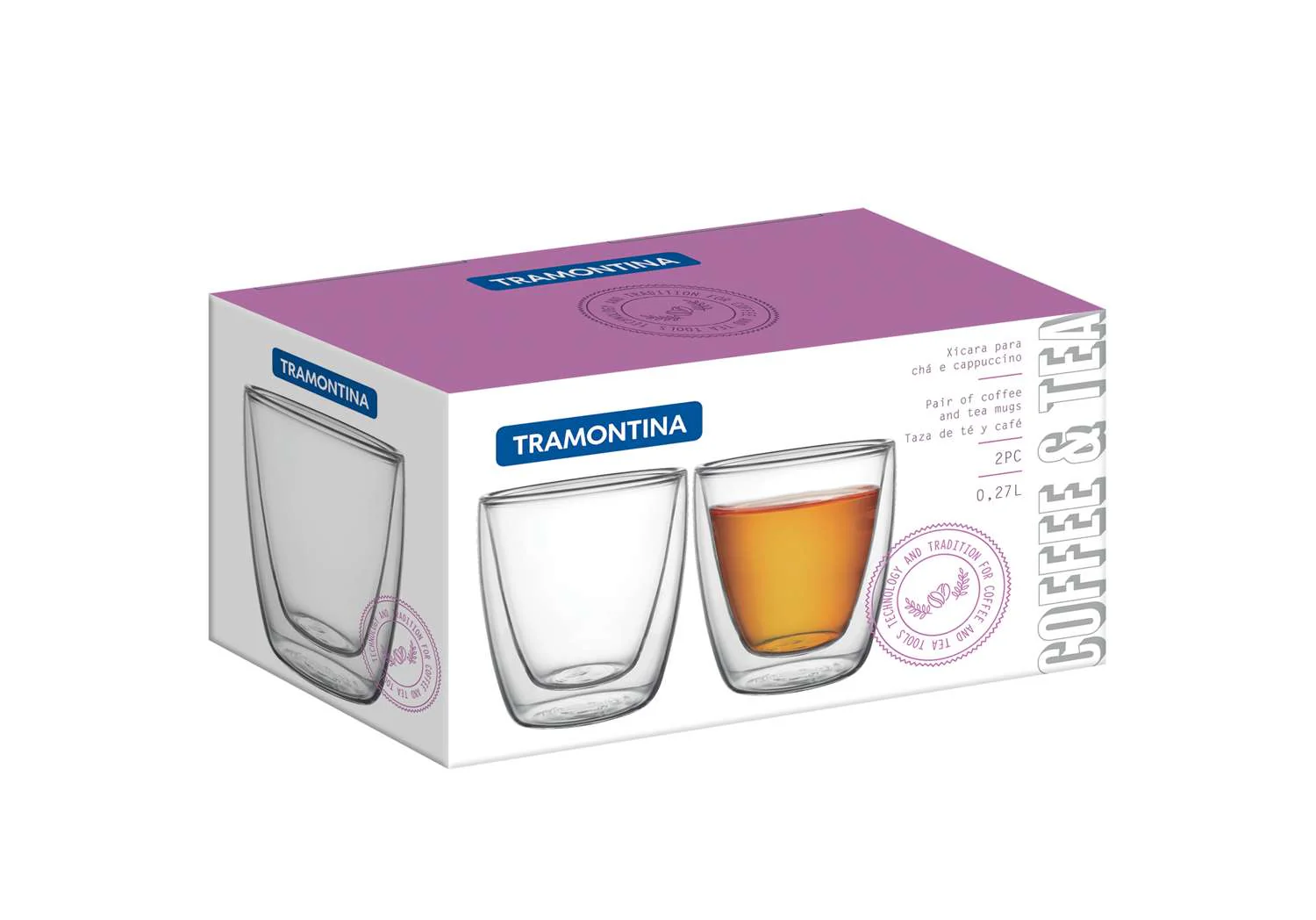 Tramontina 2 Pcs. Double Walled Coffee and Tea Cups (270ml) - Image 11