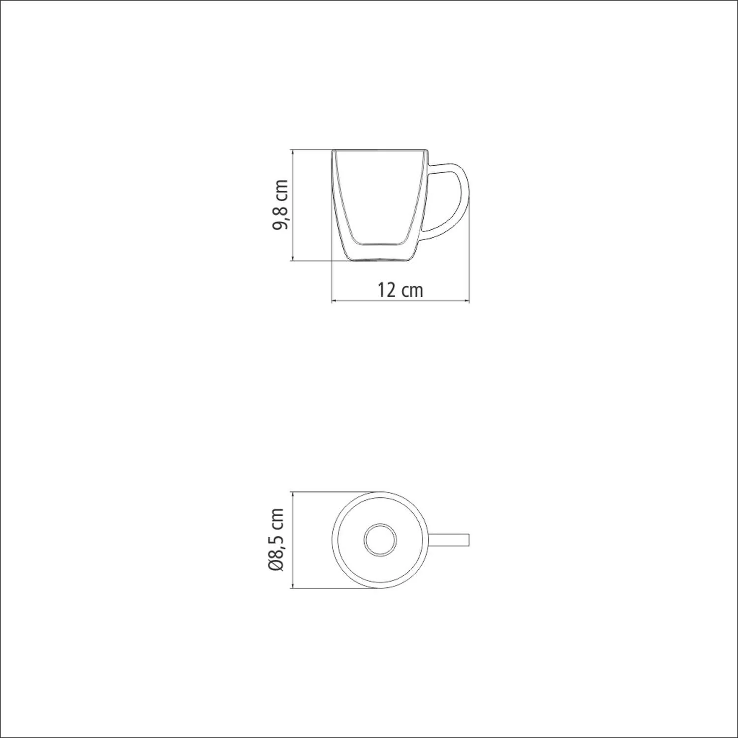 Tramontina 2 Pcs. Double Walled Coffee and Tea Cups with Handles (270ml) - Image 29