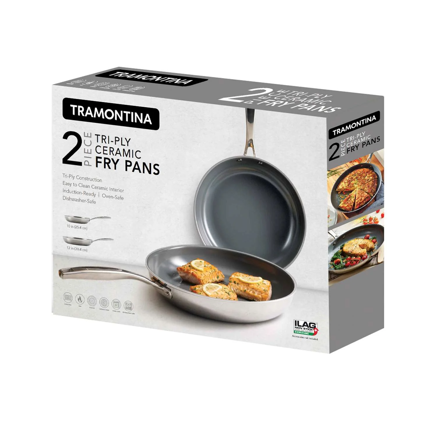 Tramontina 2 Pcs. Tri-Ply Stainless Steel Ceramic Non-Stick Frying Pan Set - Image 16