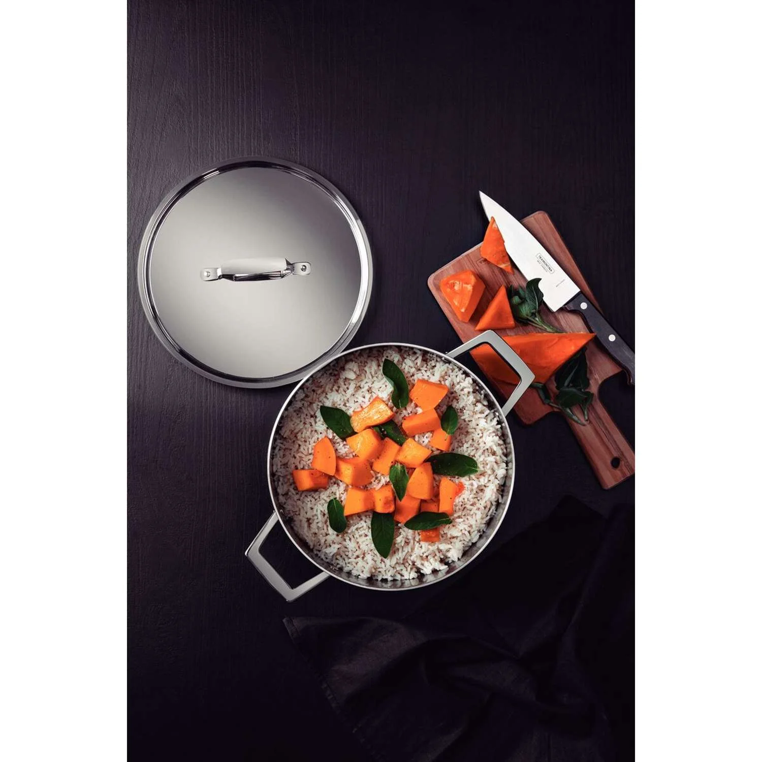 Tramontina Grano 3-Ply Stainless Steel Deep Casserole 24cm (5.8l) - Image 4