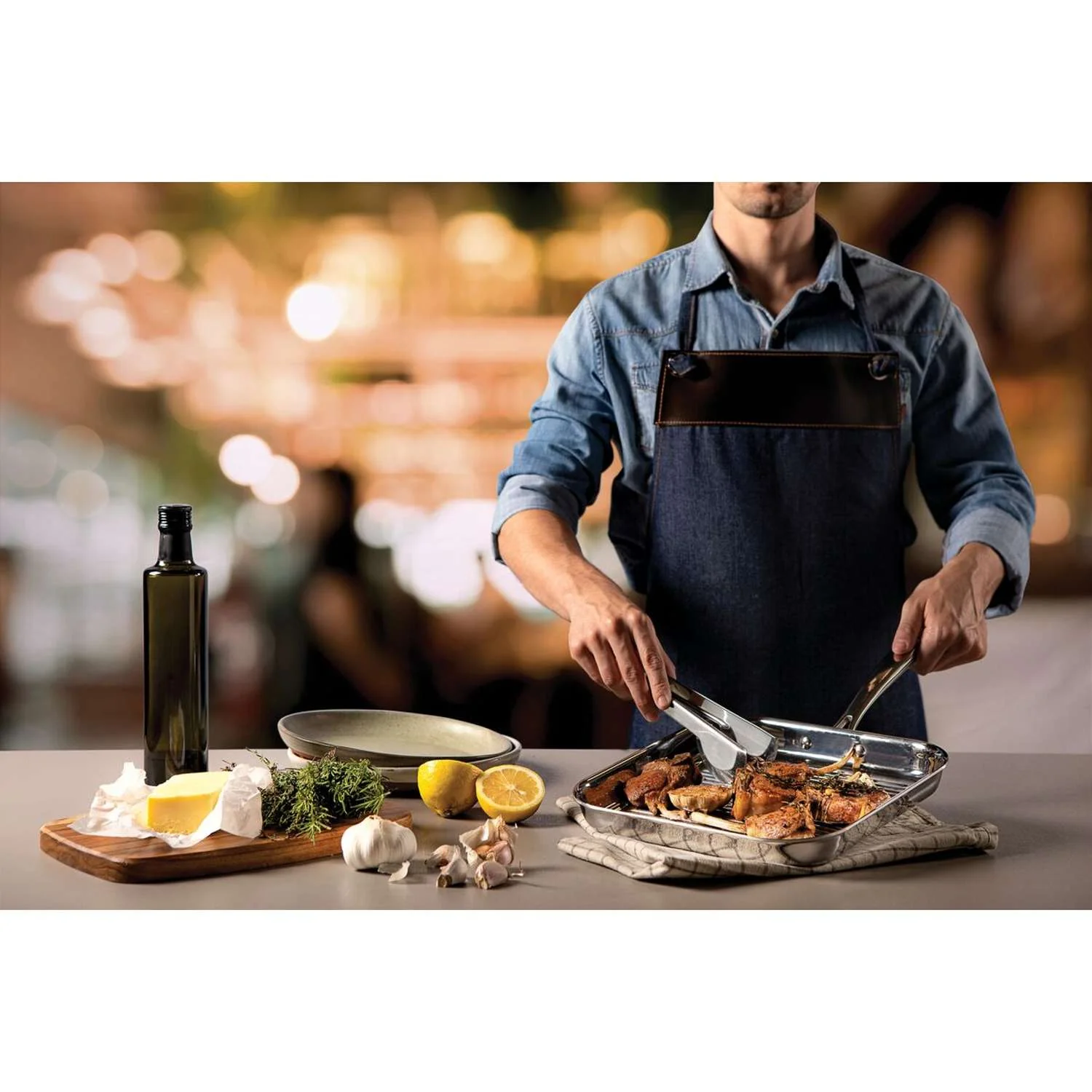 Tramontina Grano 3-Ply Stainless Steel Griddle Pan 28cm (1.9l) - Image 4