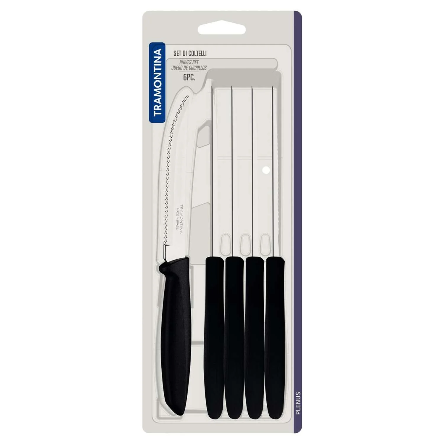 Tramontina 6 Pcs. Fruit/Tomato Knife Set (Pointed tip, Black) - Image 6