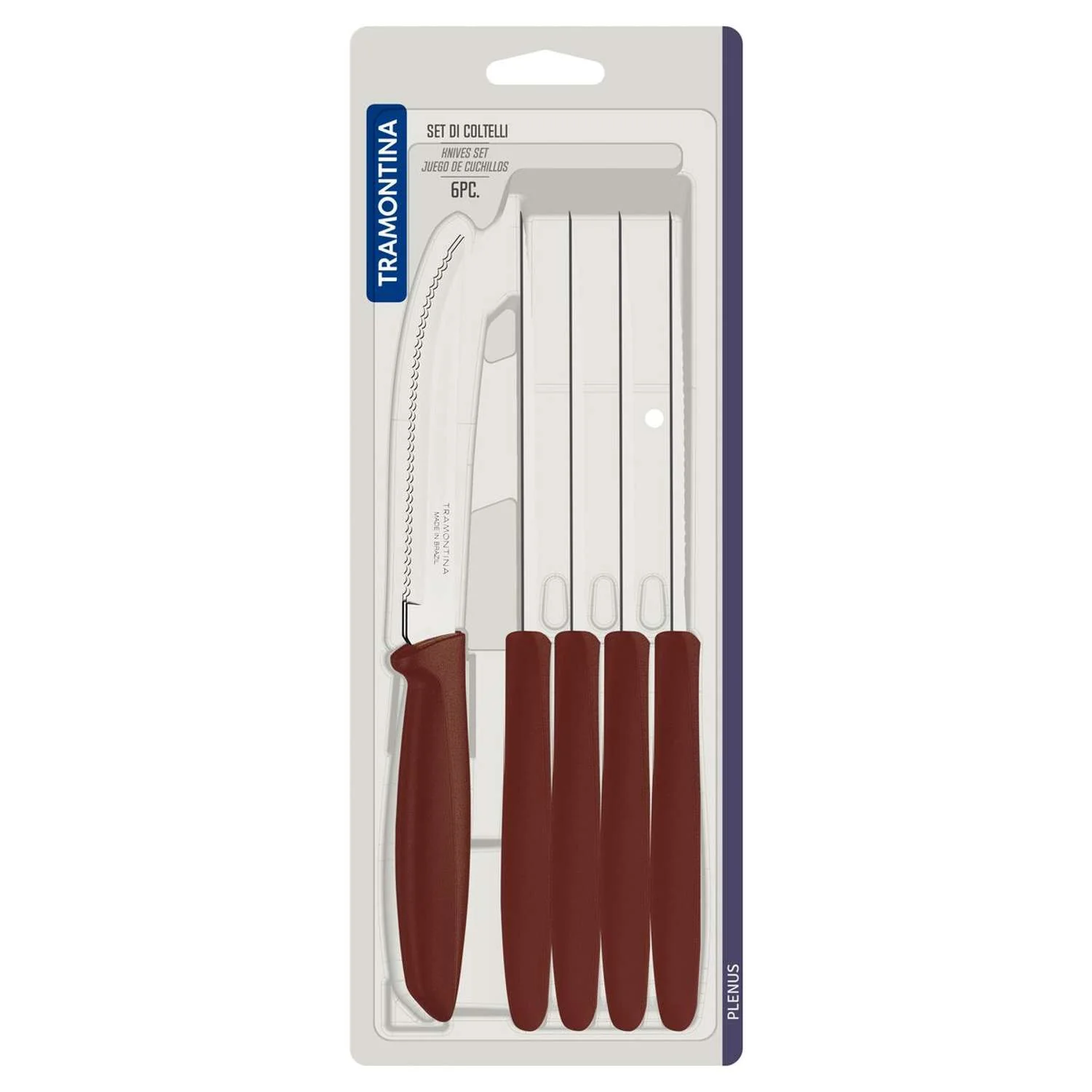 Tramontina 6 Pcs. Fruit/Tomato Knife Set (Pointed tip, Brown) - Image 5