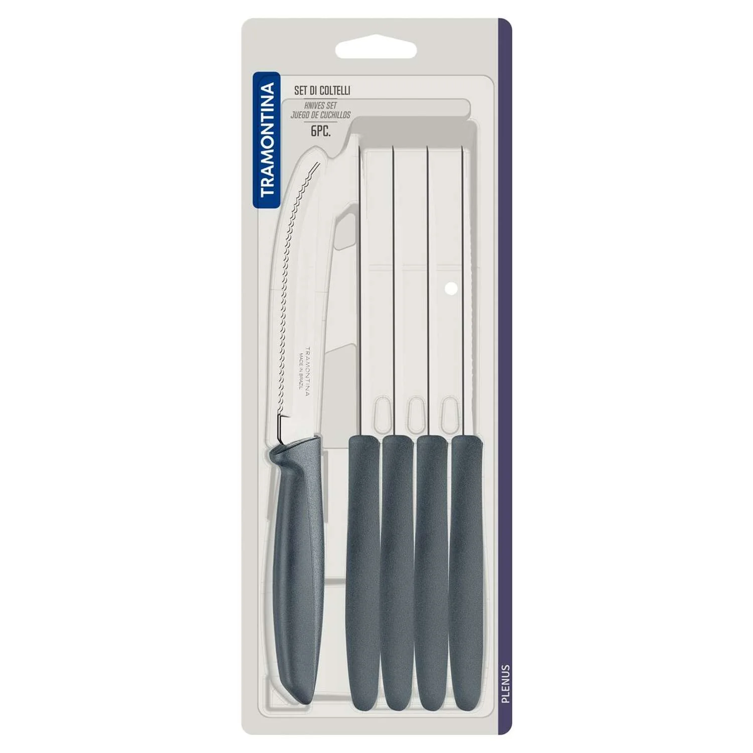Tramontina 6 Pcs. Fruit/Tomato Knife Set (Pointed tip, Grey) - Image 5