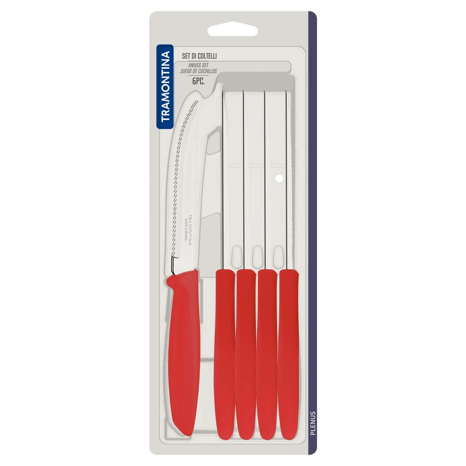 Tramontina 6 Pcs. Fruit/Tomato Knife Set (Pointed tip, Red) - Image 6