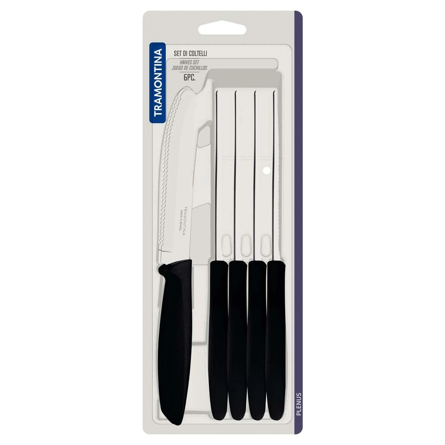 Tramontina 6 Pcs. Fruit/Tomato Knife Set (Rounded tip, Black) - Image 6