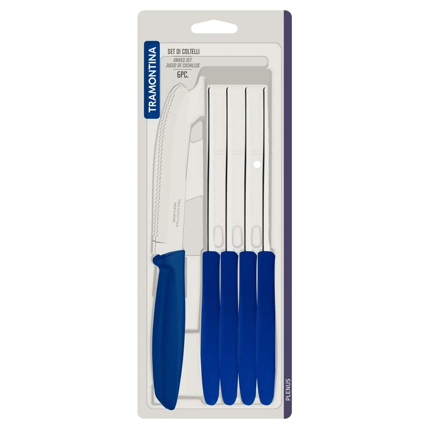 Tramontina 6 Pcs. Fruit/Tomato Knife Set (Rounded tip, Blue) - Image 5