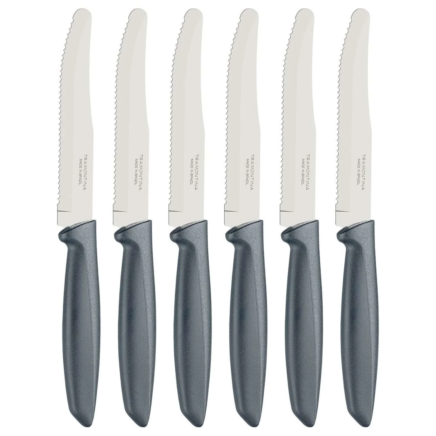 Tramontina 6 Pcs. Fruit/Tomato Knife Set (Rounded tip, Grey)