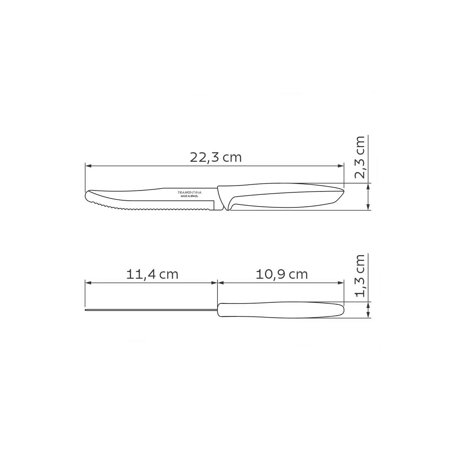Tramontina 6 Pcs. Fruit/Tomato Knife Set (Rounded tip, White) - Image 4