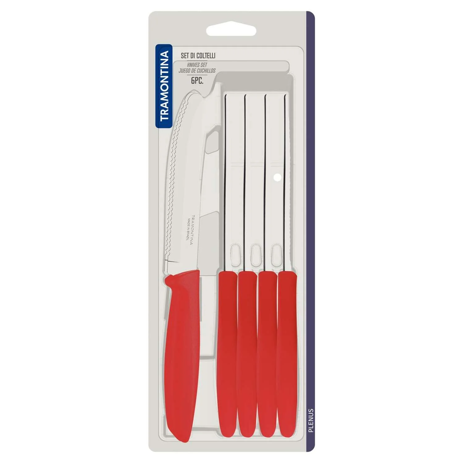 Tramontina 6 Pcs. Fruit/Tomato Knife Set (Rounded tip, Red) - Image 5