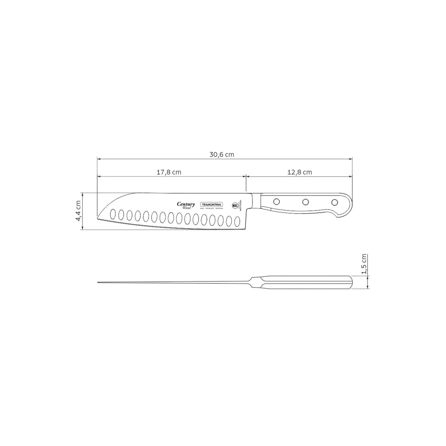 Tramontina Dishwasher-safe Wooden Handle 7" Santoku Knife - Image 3
