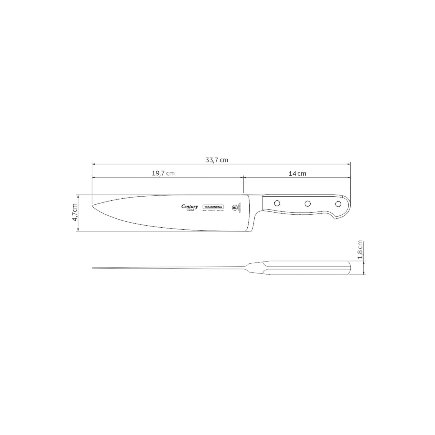 Tramontina Dishwasher-safe Wooden Handle 8" Chef’s Knife - Image 3