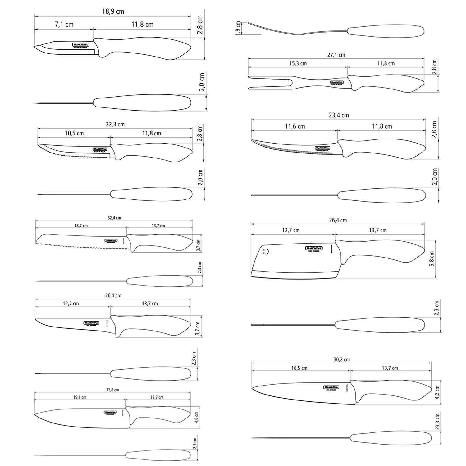 Tramontina 9 Pcs. Kitchen Knife Set - Image 3