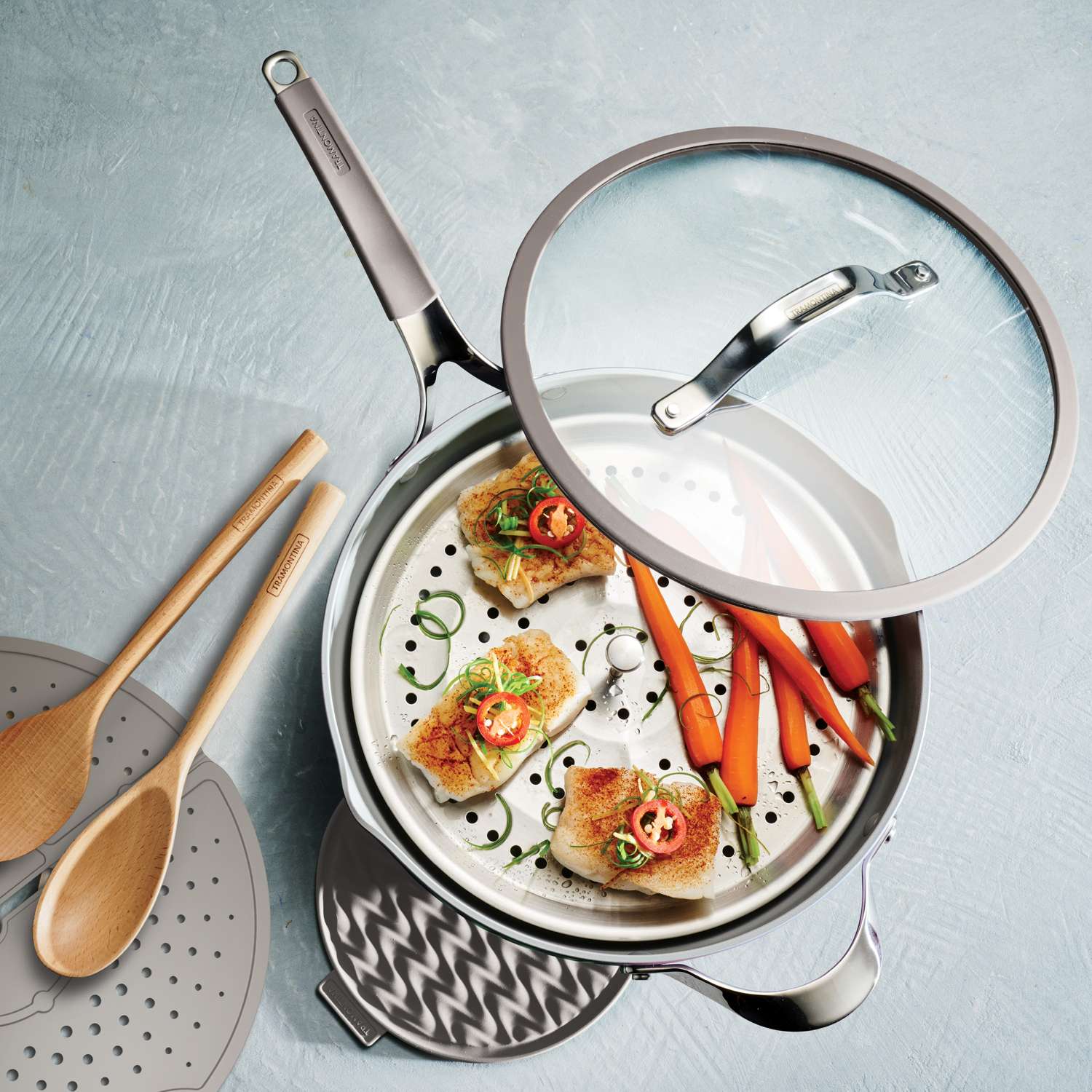 Tramontina All-in-One Plus Pan Set 30cm (4.7l, Beige) - Image 15