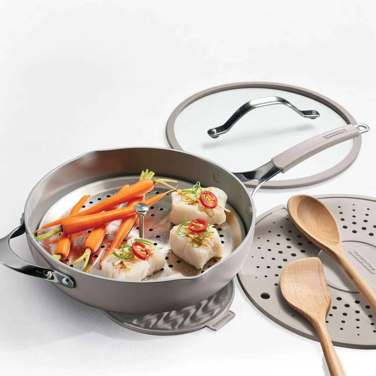 Tramontina All-in-One Plus Pan Set 30cm (4.7l, Beige) - Image 20