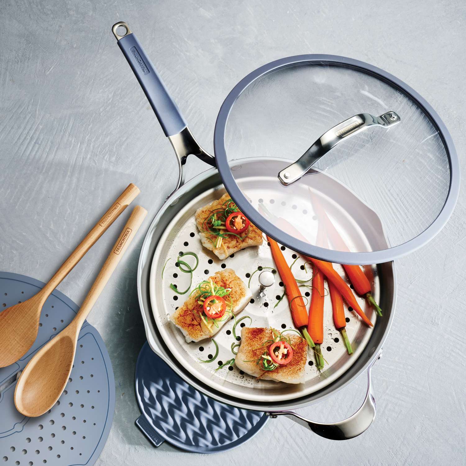 Tramontina All-in-One Plus Pan Set 30cm (4.7l, Blue) - Image 15