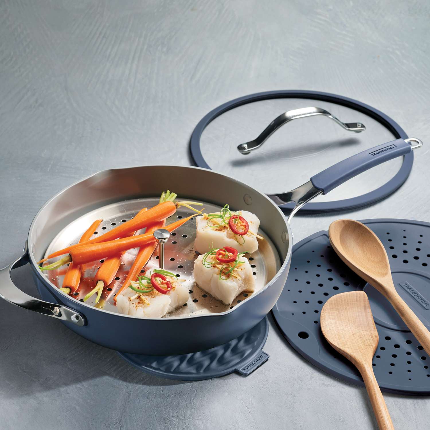 Tramontina All-in-One Plus Pan Set 30cm (4.7l, Blue) - Image 19