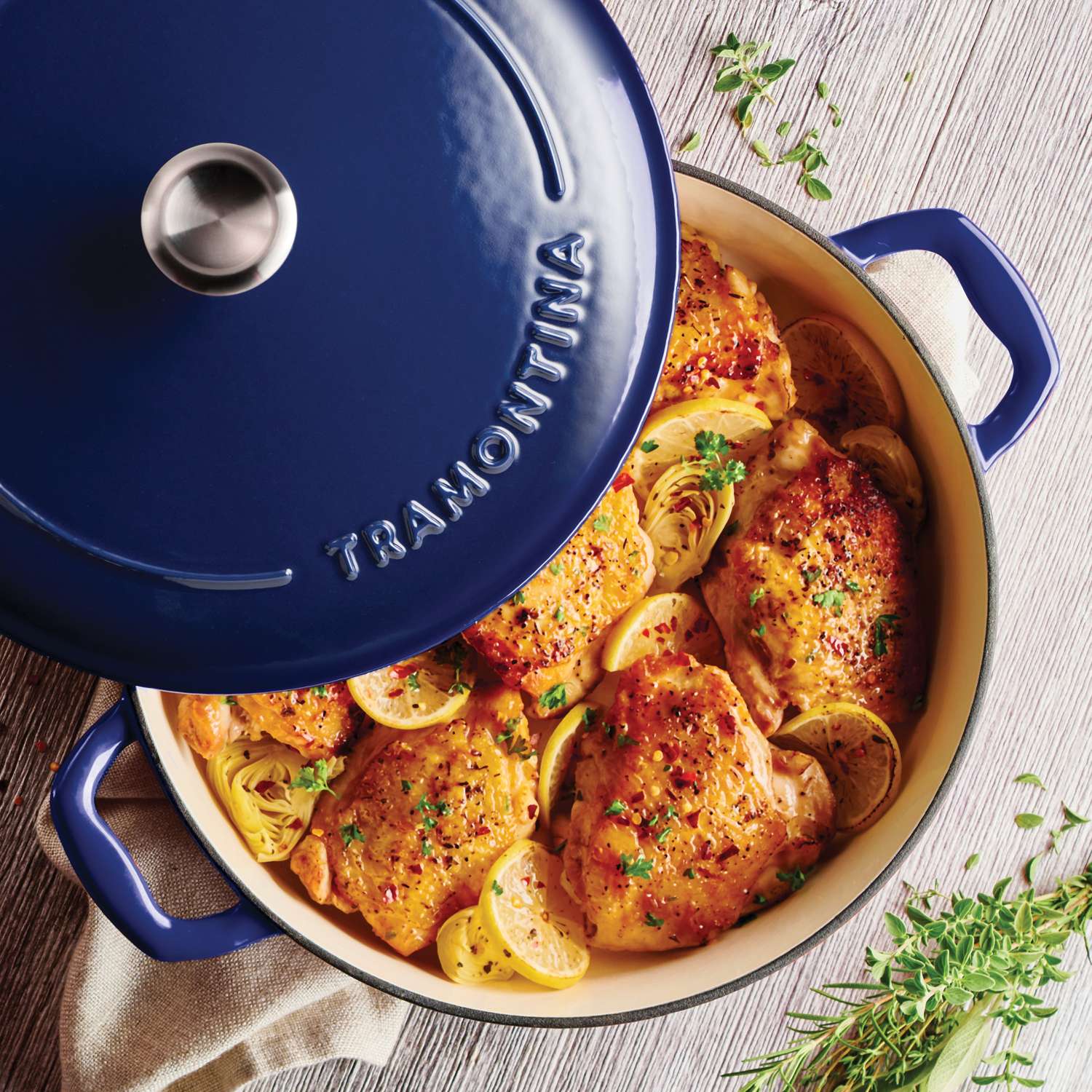 Tramontina Bestow Enamelled Cast Iron Shallow Casserole 30 cm - Blue - Image 7