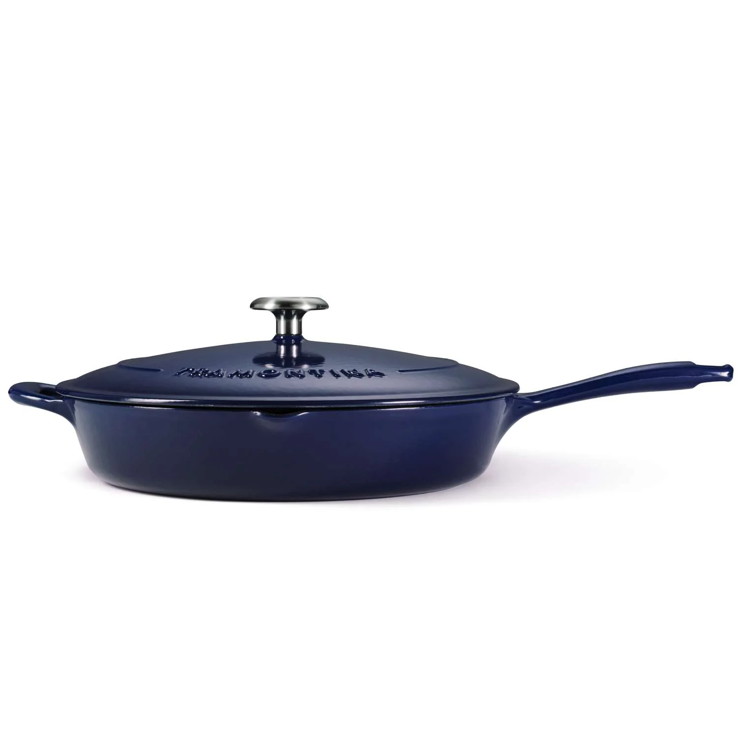 Tramontina Bestow Enamelled Cast Iron Skillet with Lid 30 cm - Blue - Image 3