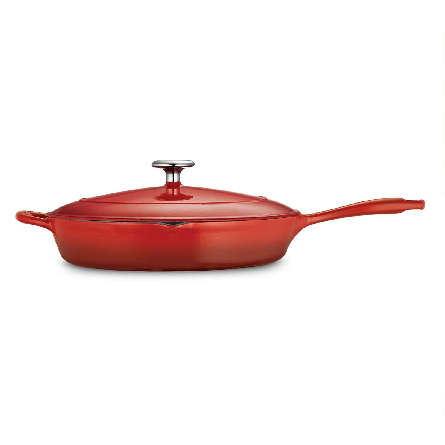 Tramontina Bestow Enamelled Cast Iron Skillet with Lid 30 cm - Red - Image 3