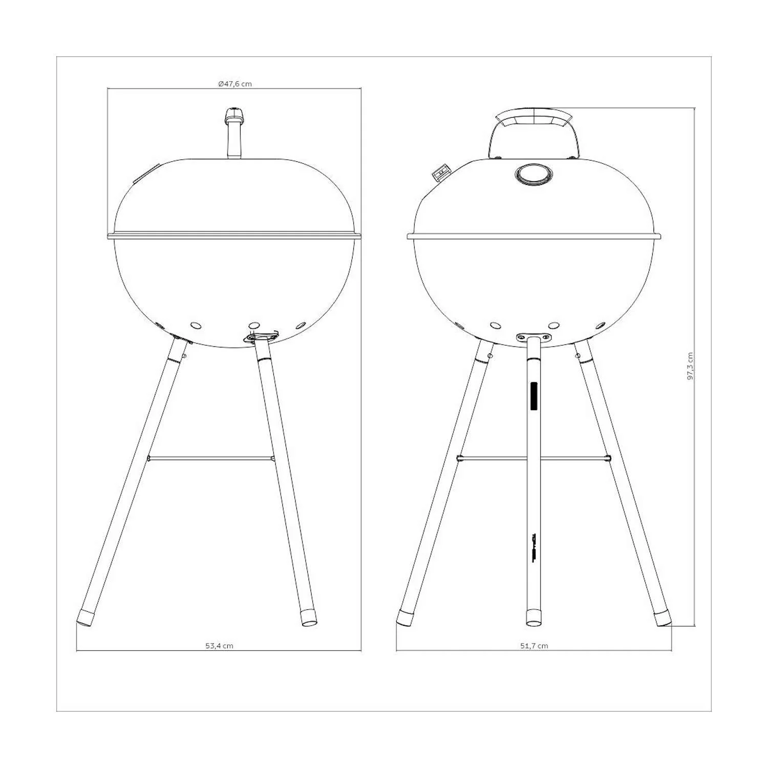 Tramontina Carbon Steel Portable Charcoal Grill with Lid - Image 6