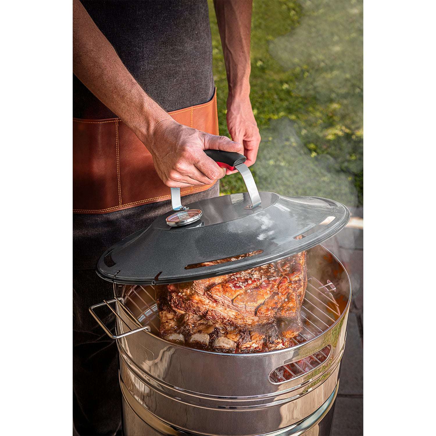 Tramontina Denim Fabric with Synthetic Leather Barbecue Apron - Image 5