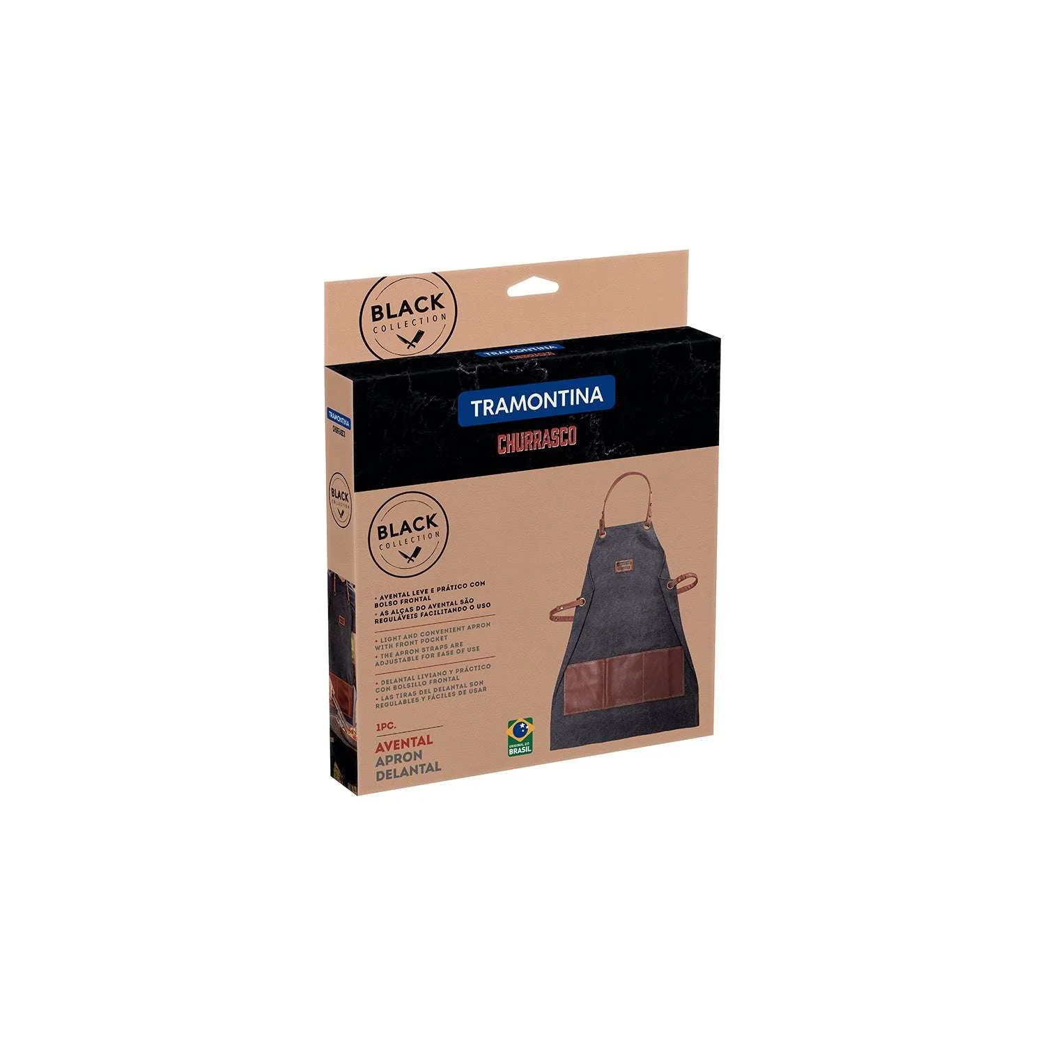 Tramontina Denim Fabric with Synthetic Leather Barbecue Apron - Image 8