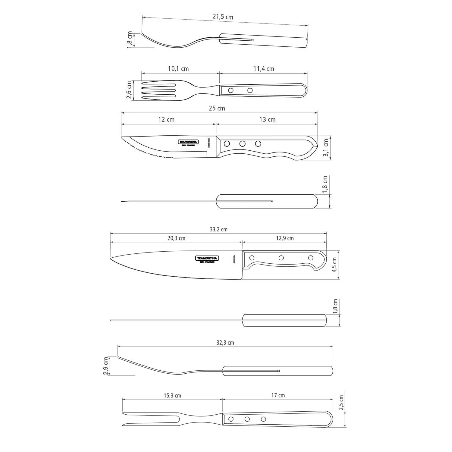 Tramontina Dishwasher-safe Wooden Handle 15 Pcs. Cutlery and Carving Set with Chopping Board in a Gift Case - Image 4