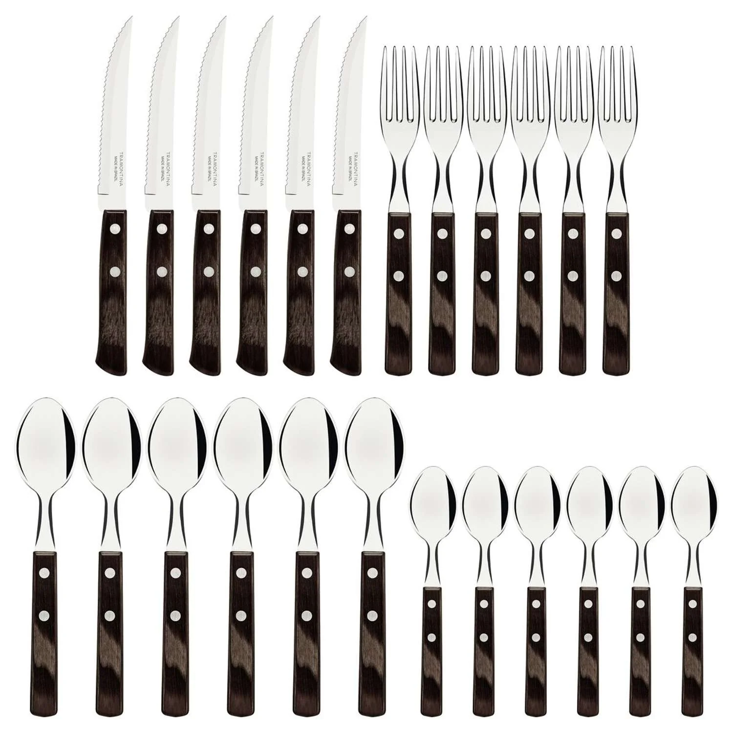 Tramontina Dishwasher-safe Wooden Handle 24 Pcs. Cutlery Set - Image 8