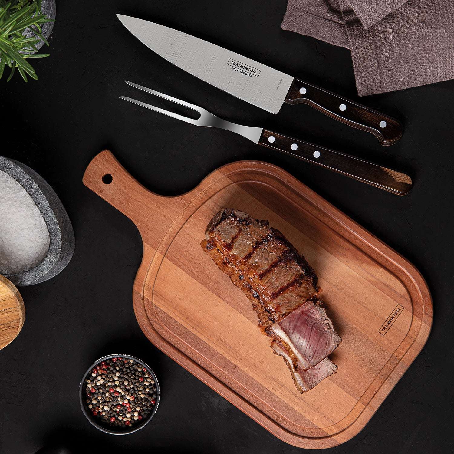 Tramontina Dishwasher-safe Wooden Handle 3 Pcs. Carving Set - Image 7