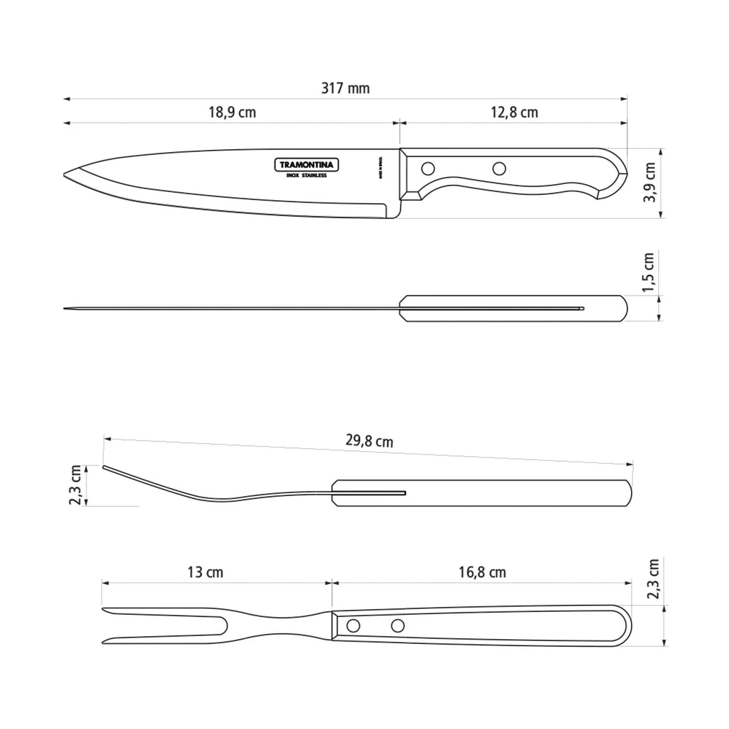 Tramontina Dishwasher-safe Wooden Handle 3 Pcs. Carving Set - Image 9