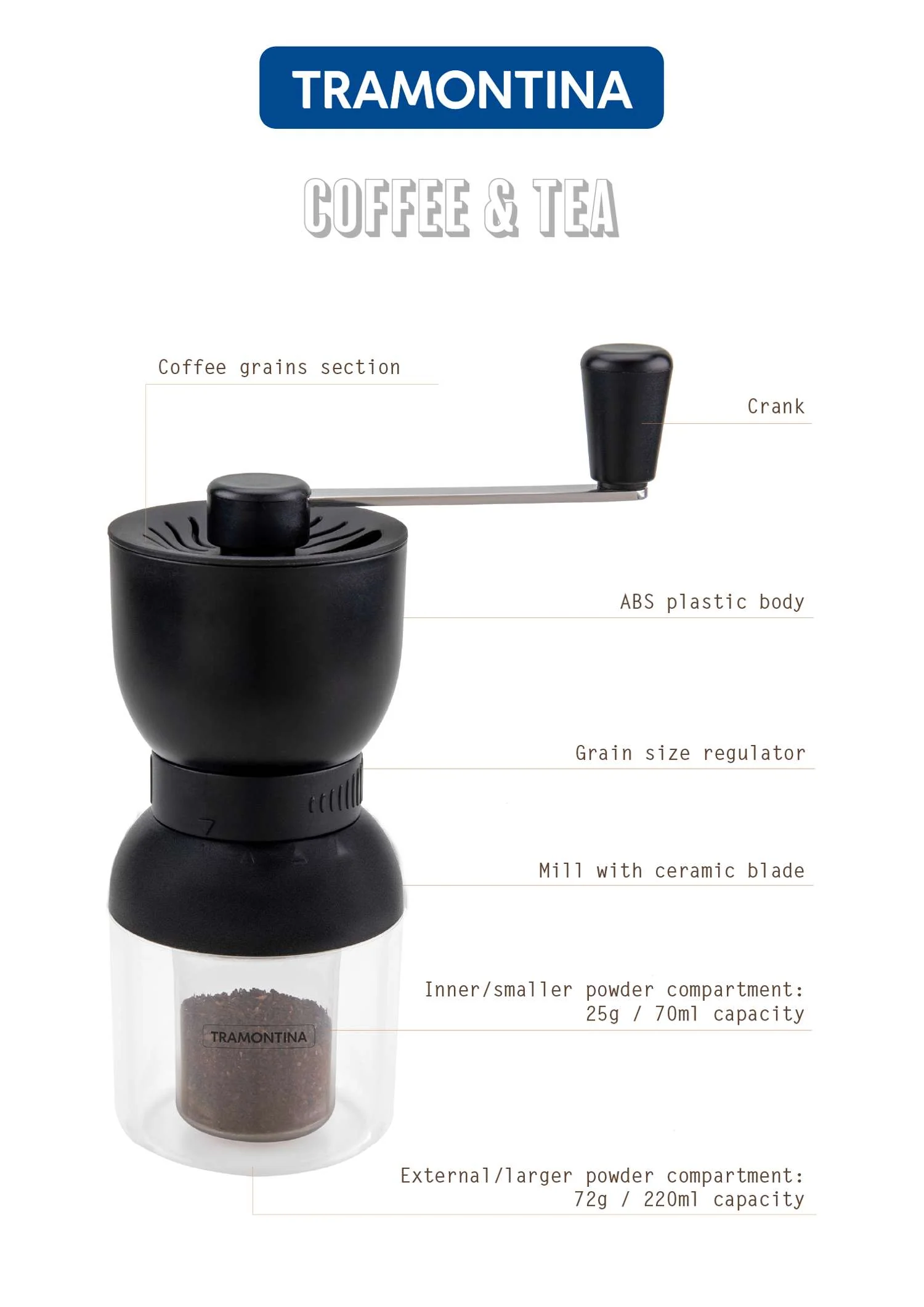 Tramontina Manual Coffee Grinder with Ceramic Burr - Image 9