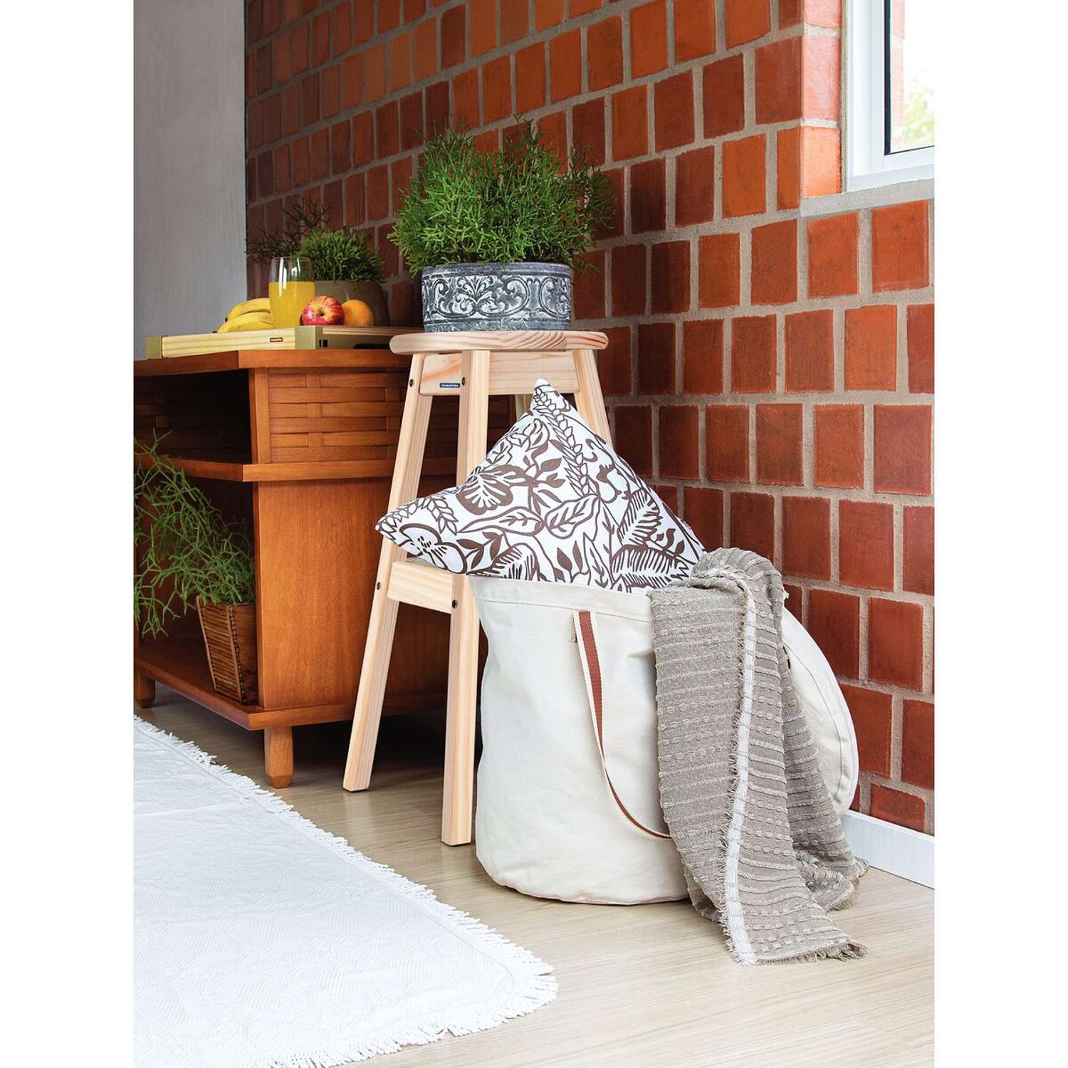 Tramontina Natural Pine Wood Counter Stool Ø 40 x 70.8cm - Image 3