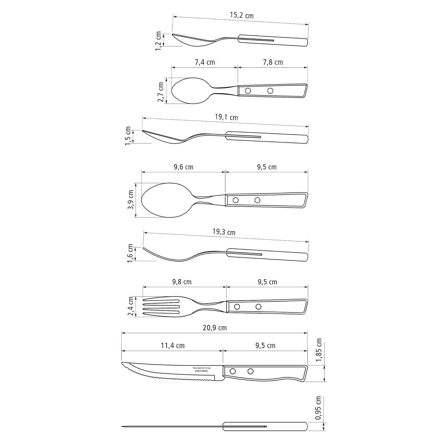 Tramontina Natural Wooden Handle 24 Pcs. Cutlery Set - Image 6