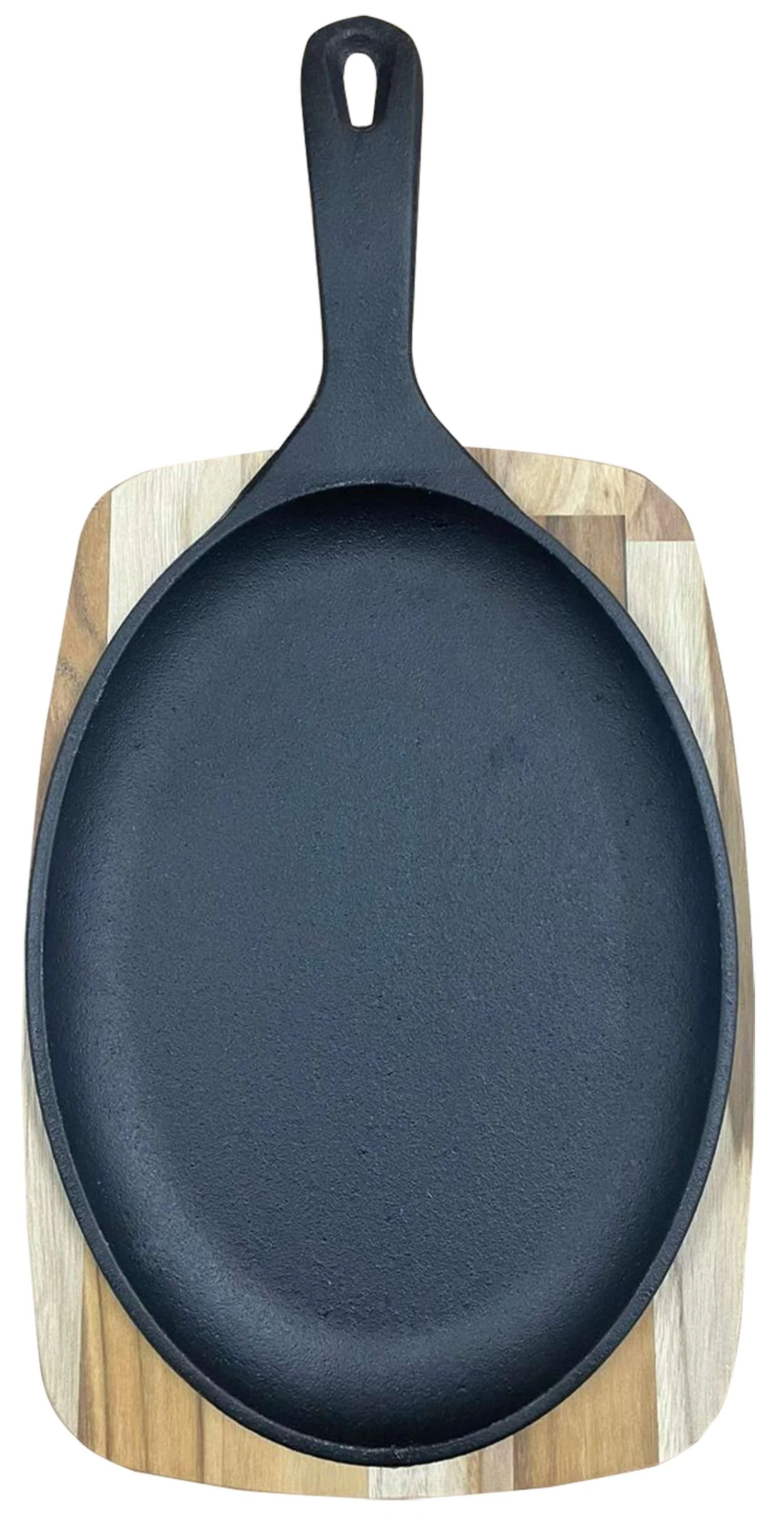Tramontina Cast Iron Oval Sizzler Plate with Wooden Base 38.2 x 19.5 cm - Image 2