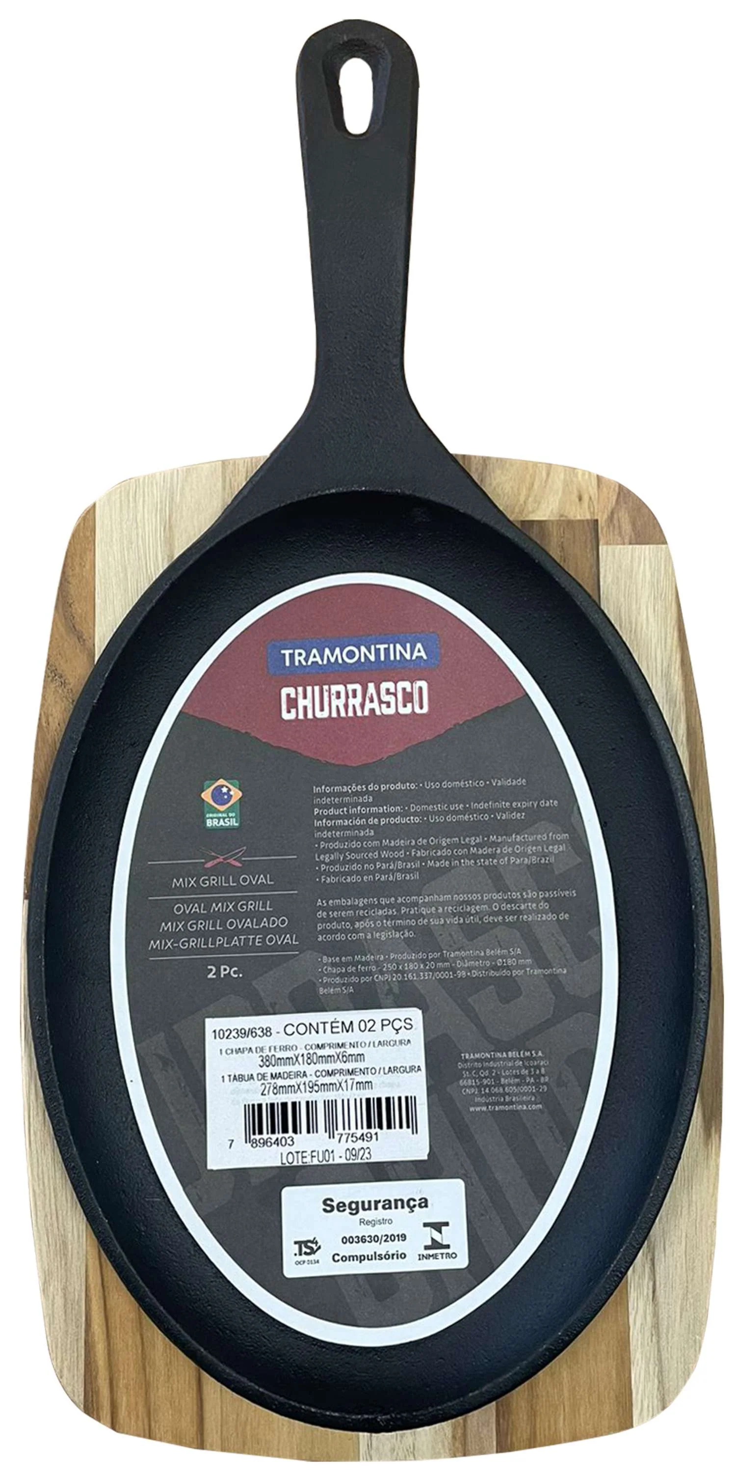 Tramontina Cast Iron Oval Sizzler Plate with Wooden Base 38.2 x 19.5 cm - Image 6