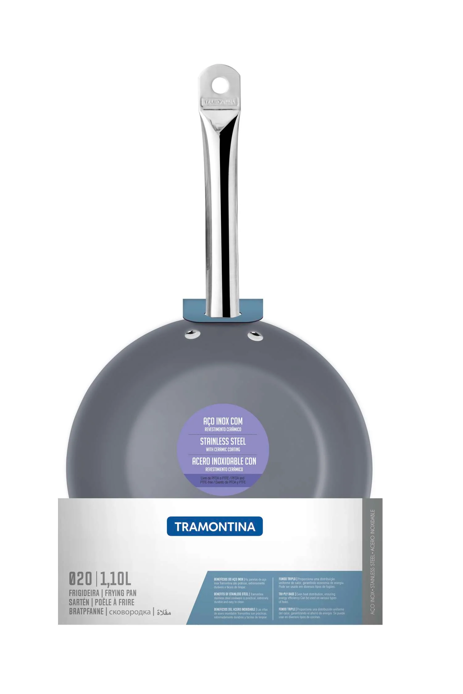 Tramontina Stainless Steel Frying Pan Ceramic Coating 20cm (1.1l) - Image 7