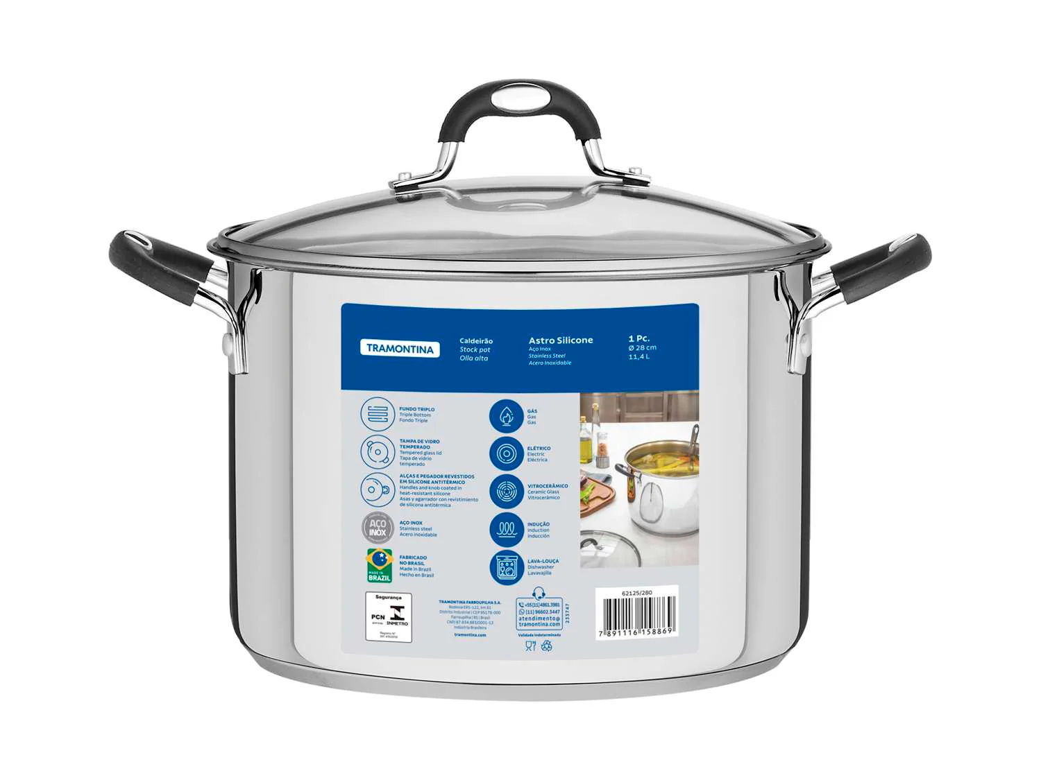 Tramontina Stainless Steel Stock Pot 28cm (11.4l) - Image 8