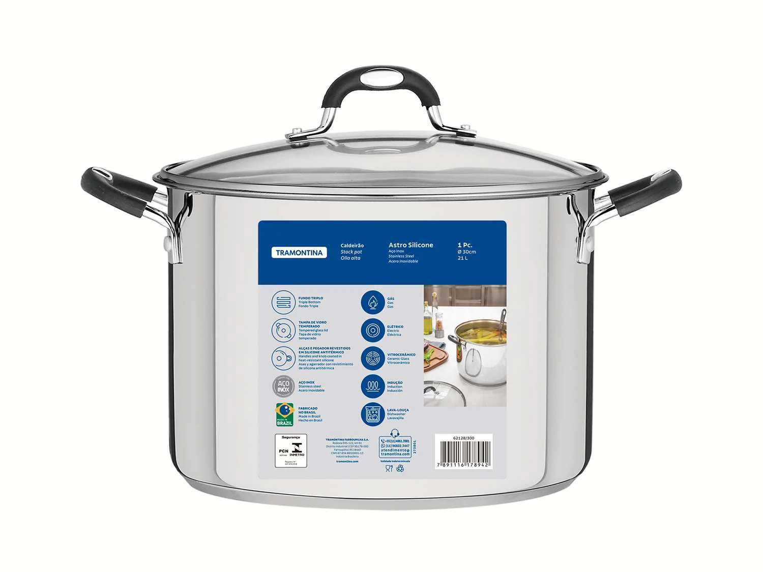 Tramontina Stainless Steel Stock Pot 30cm (20.8l) - Image 7