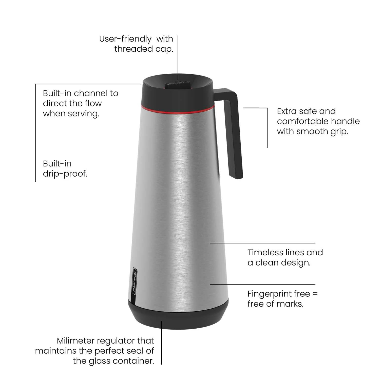 Tramontina Stainless Steel Thermal Flask (Silver, 1.0l) - Image 7