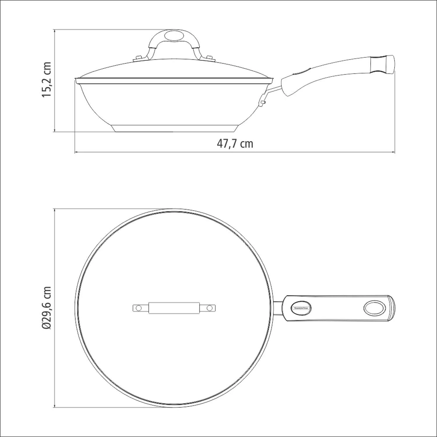 Tramontina Stainless Steel Wok with Glass Lid 28cm (3.3l) - Image 5