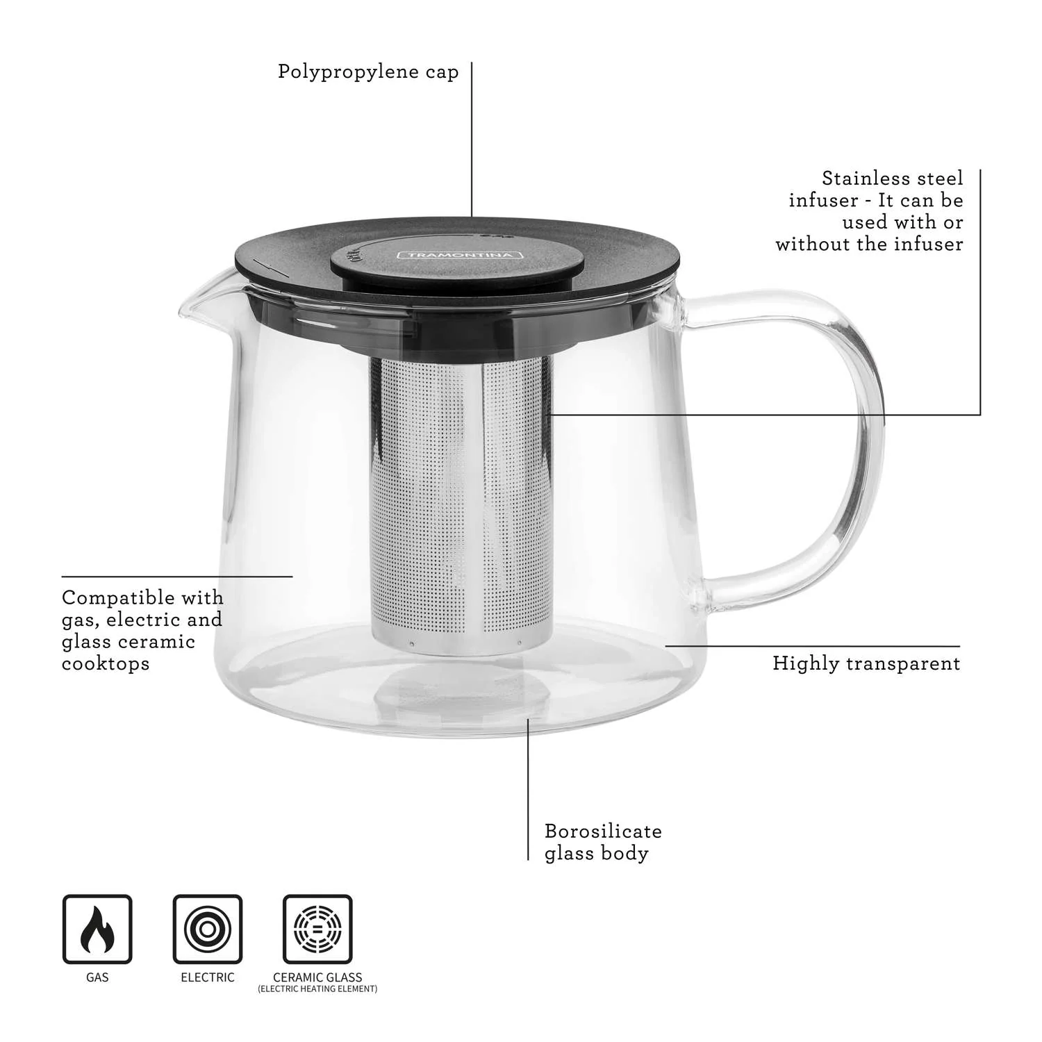 Tramontina Teapot with Infuser 900ml - Image 12