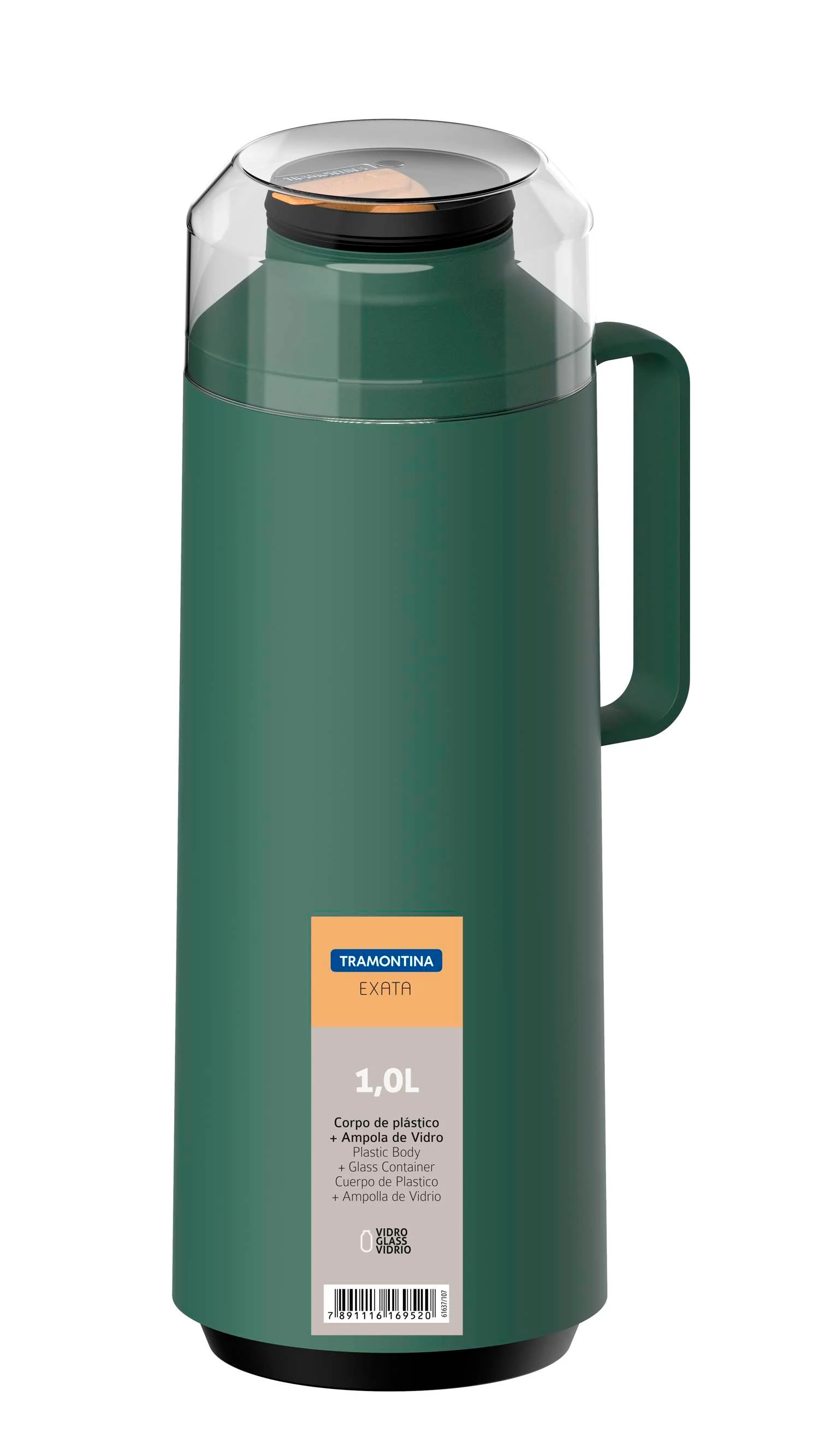 Tramontina Thermal Flask with Cup Lid and Interior Glass Container (Olive Green, 1.0l) - Image 8