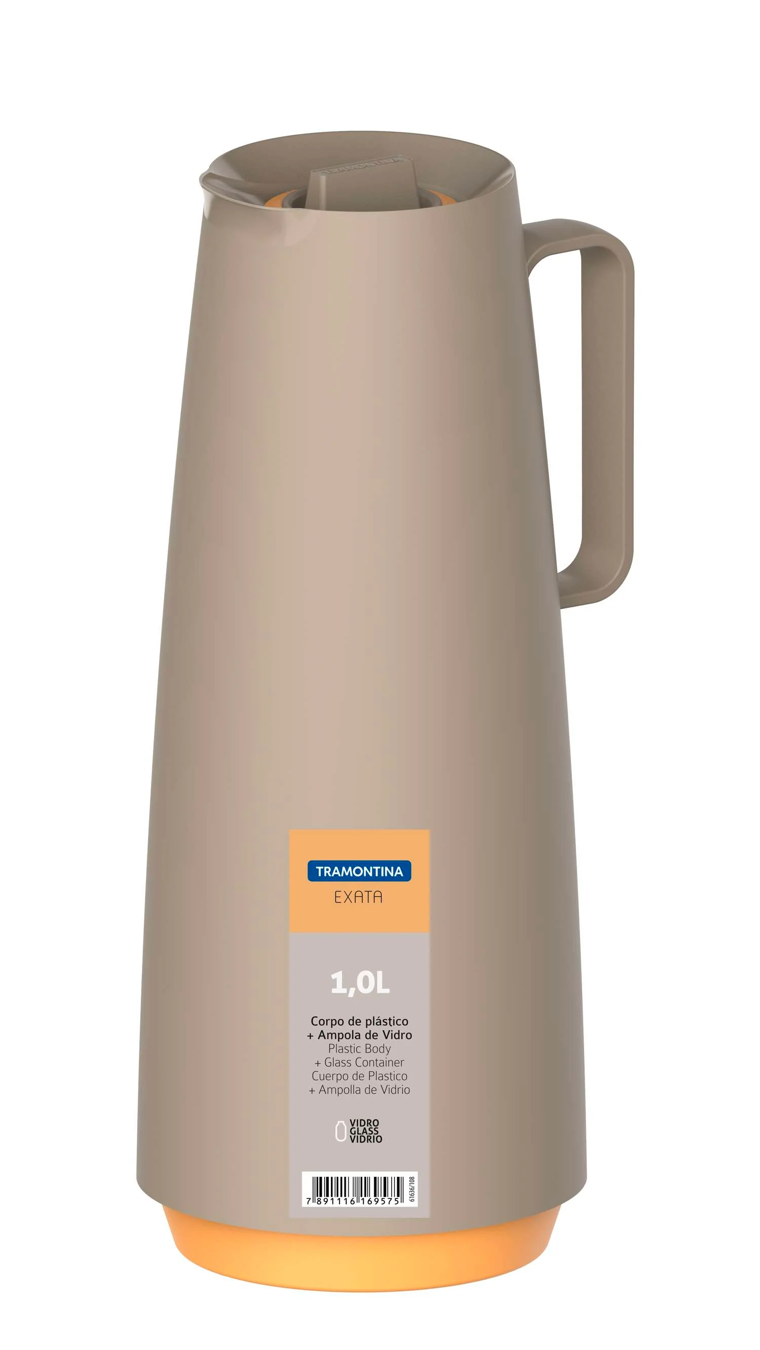 Tramontina Thermal Flask with Interior Glass Container (Beige, 1.0l) - Image 9