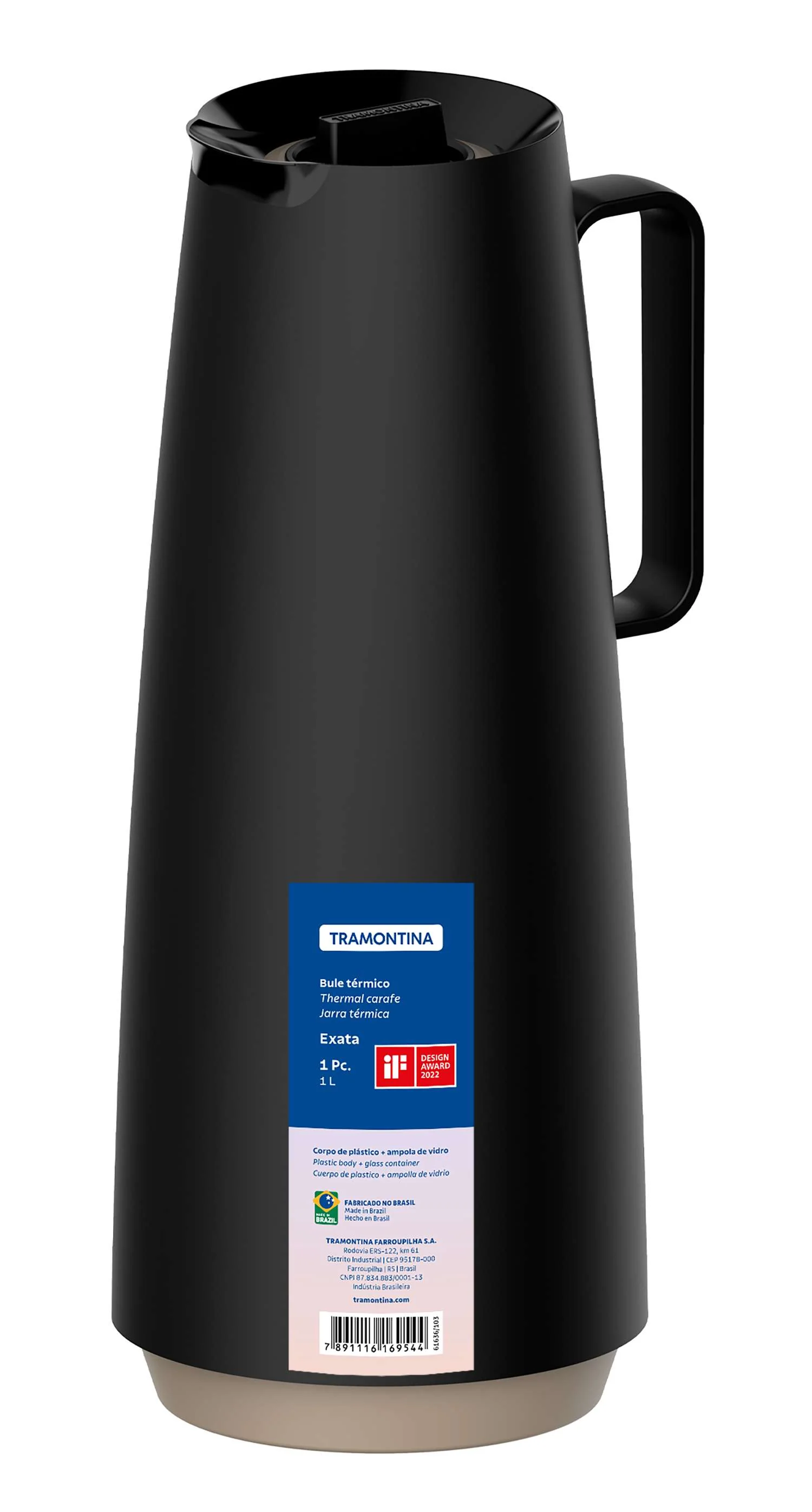 Tramontina Thermal Flask with Interior Glass Container (Black, 1.0l) - Image 15