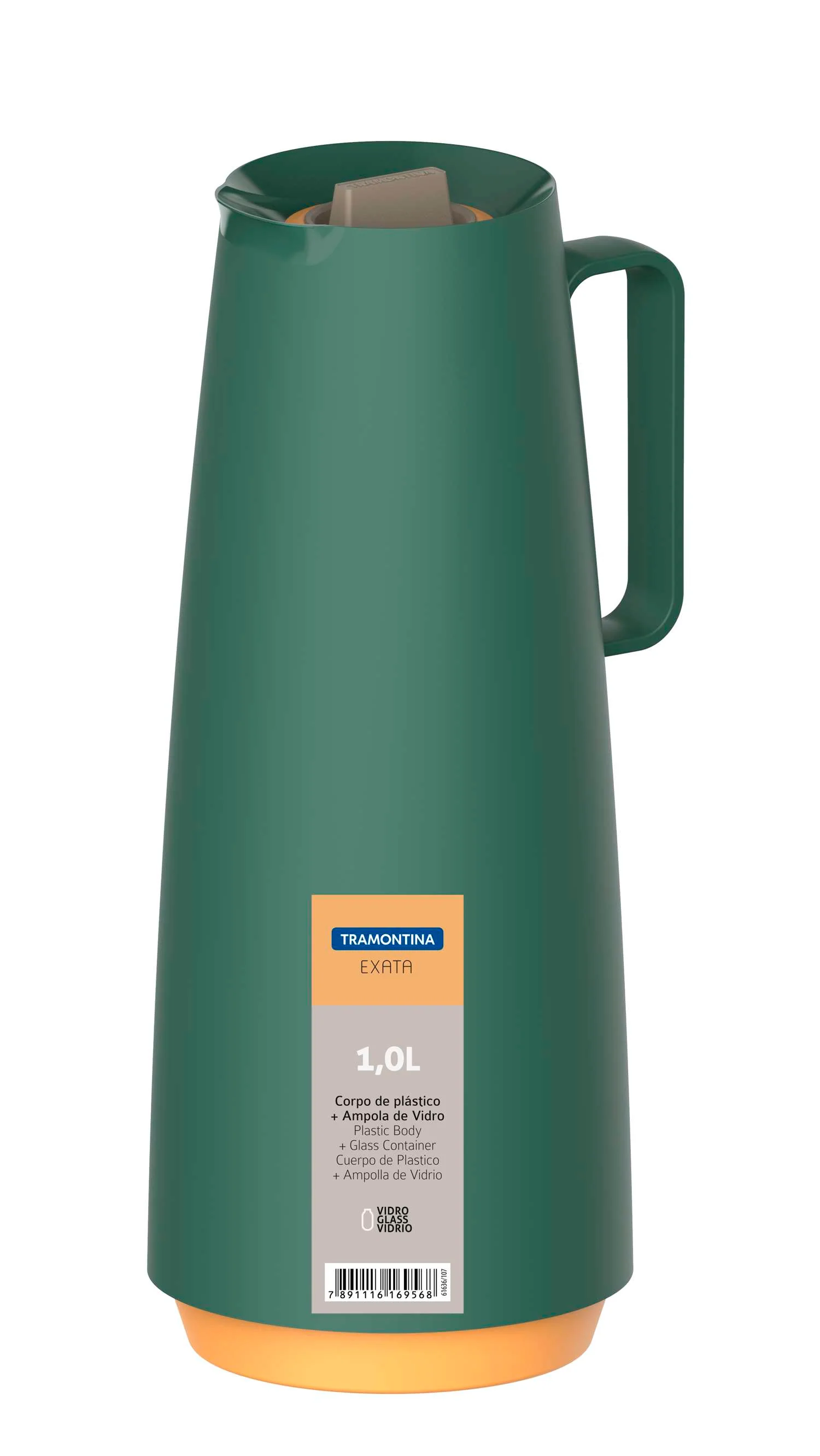 Tramontina Thermal Flask with Interior Glass Container (Olive Green, 1.0l) - Image 12