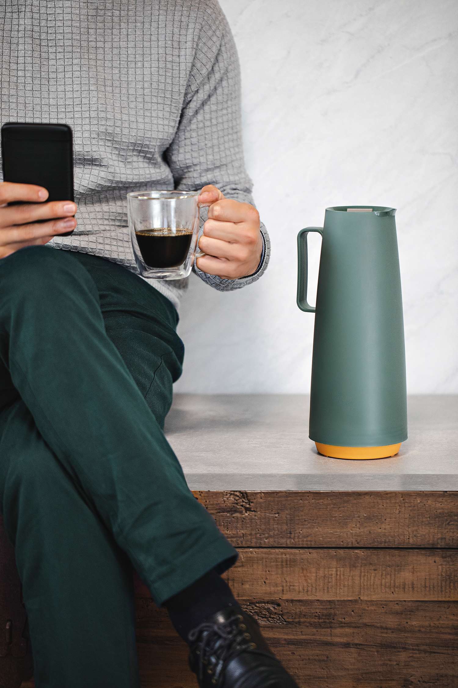 Tramontina Thermal Flask with Interior Glass Container (Olive Green, 1.0l) - Image 7